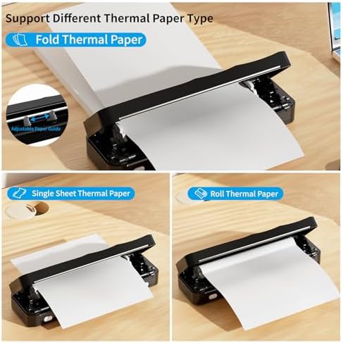 Wireless Portable Thermal Printer, Bluetooth Inkless Mobile Printer for Phone Laptop, Fit Various Sizes Thermal Paper 8.5"x11" US Letter A4, Included Carry Bag & Paper kit - Image 4