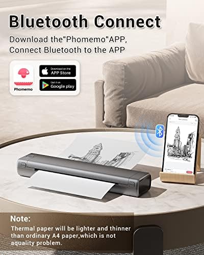 Phomemo Inkless Portable Printer for Travel - Wireless Thermal Printer Compatible with Phone & Laptop, Bluetooth Printers Supports 8.5" X 11" Letter Thermal Paper, Come with Carry Case - Image 4