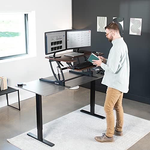 VIVO Dark Walnut 36 inch Standing Desk Converter, DESK-V000VD - Image 4