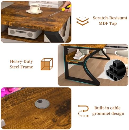 StarGraph Wood Computer Desk Table for Office Gaming Work Pc (Brown, 55") - Image 4