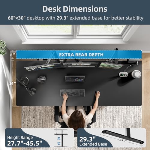 60 x 30 Inch Electric Standing Desk with Flip-Top Cable Management - Image 6