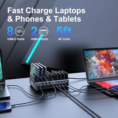 600W USB C Charging Station with Charging Stand (Black) - Image 3