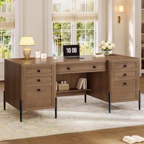 63" Executive Desk with 6 Drawers & 2 Storage Cabinet by Unknown