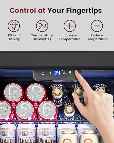 Feelfunn 3.2 Cu.Ft Glass Door Beverage Refrigerator, 126 Can Mini Fridge - Image 3