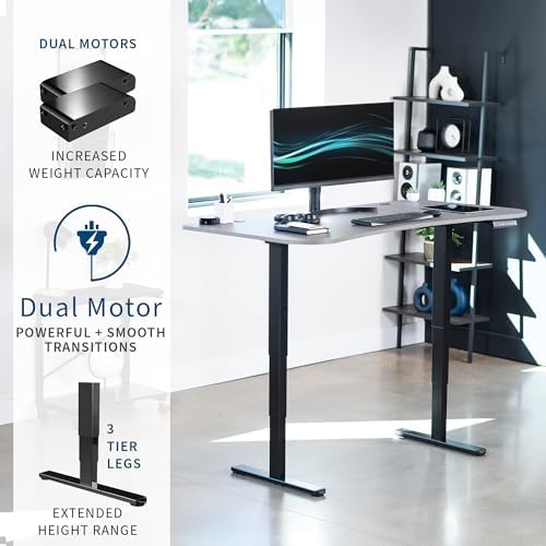 VIVO Dark Gray 63 x 32 in Standing Desk, DESK-KIT-2B1G - Image 4