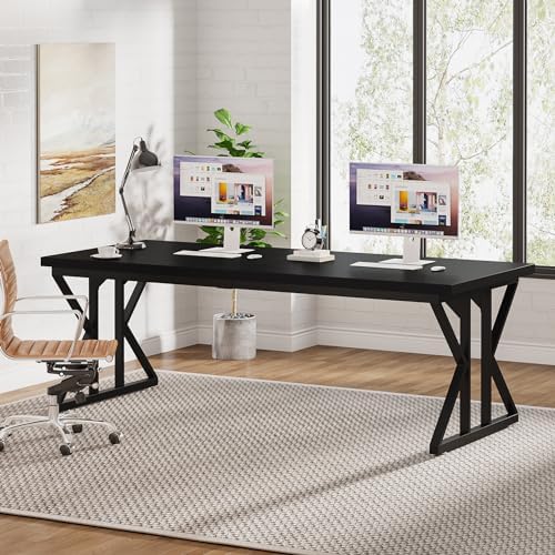 Tribesigns 78.7-Inch Executive Desk, Large Computer Office Desk Workstation, Modern Simple Style Laptop Desk Study Writing Table Business Furniture for Home Office (Black, 78.7 Inch) by Tribesigns