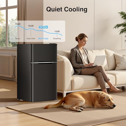 Kismile 2.5Cu.Ft Mini Fridge with Freezer Compact Refrigerator Double Door - Image 6