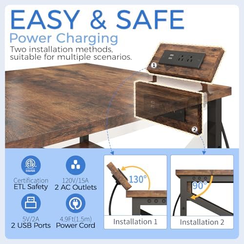 METYERRY 24"x23.6" Large Printer Stand with Power Outlet, 3 Tier Cart - Image 4