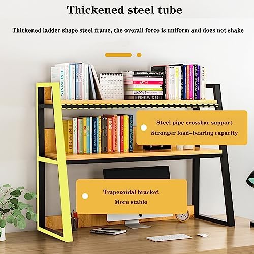 Ladder Desktop Shelf, Desk Hutch 3-Tier for Computer Desk, Desktop Display Rack, Multipurpose Vintage Metal and Wood Desktop Bookshelf Storage Organizer for Dorm Office Home,Black a,22x13x35" - Image 6