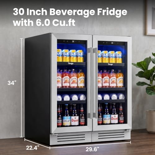 Yeego 30 Inch Beverage Refrigerator, 200 Can Beer Cooler with Glass Door - Image 2