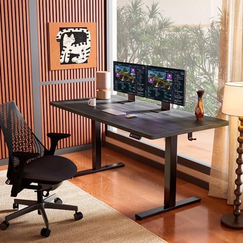 ErGear Height Adjustable Electric Standing Desk, 55 x 28 Inches Sit Stand up Desk, Memory Computer Home Office Desk, Grey - Image 2