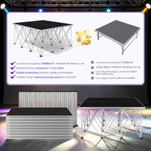 4x4 ft Foldable Stage Platform, 24" Riser for Church, School - Image 6