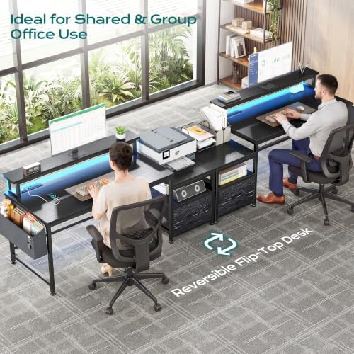 EnHomee 56.5" Office Desk with Drawers & Printer Space for Home Work,Black - Image 6