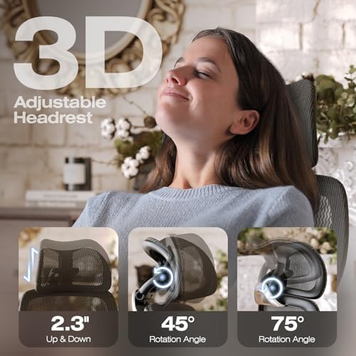 ELABEST X100 Ergonomic Mesh Office Chair with Footrest, Big and Tall Hone Desk Chair with 5D Flip-Up Arms, Adjustable 3D Lumbar Support,Gaming & Executive Computer Chairs - Image 5