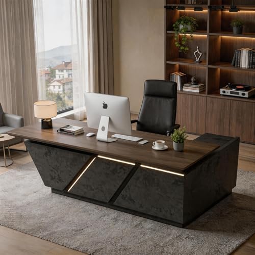 SAINTCY Professional Executive Desk with Privacy Panel & Drawers | Electric Standing Desk for Law Firms, Financial Offices & Corporate Campuses | Modern Workspace Solution (Left Return, 87 in) by SAINTCY