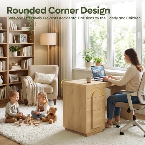 Bestier 47" Home Office Desk with 3 Drawers, Executive Style, Natural Oak - Image 4