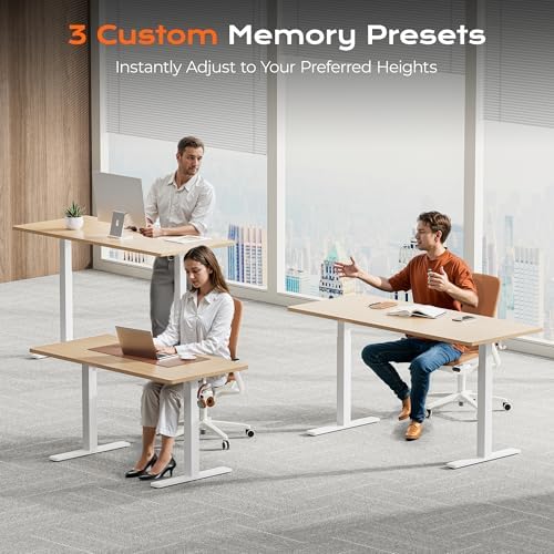 Huuger Dual Motor Electric Standing Desk Frame, Sit Stand up Desk Leg for 47.2” to 86.6” Desktop, Computer Desk Leg with Cable Tray, 3 Memory Height Presets, 2 Hooks, White Frame Only - Image 4