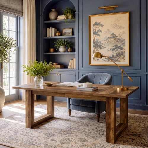 Tribesigns 63" Large Executive Desk for Home Office, Brown Rectangular by Tribesigns