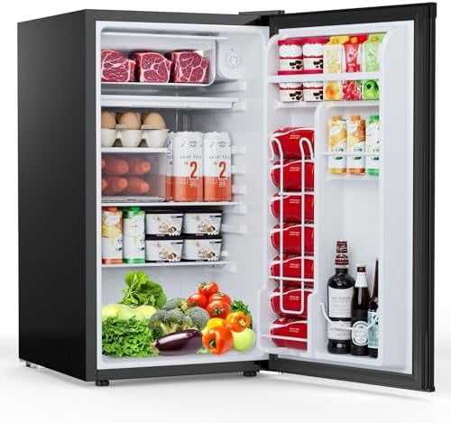 COWSAR 3.2 Cu.Ft Mini Fridge with Freezer for Bedroom Dorm, Black by COWSAR