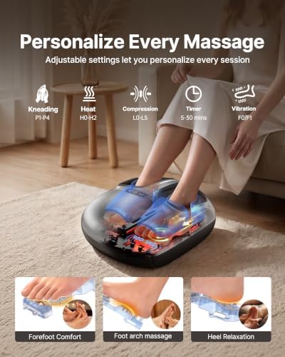 Shiatsu Foot Massager with Heat and Air Compression for Plantar Fasciitis - Image 2