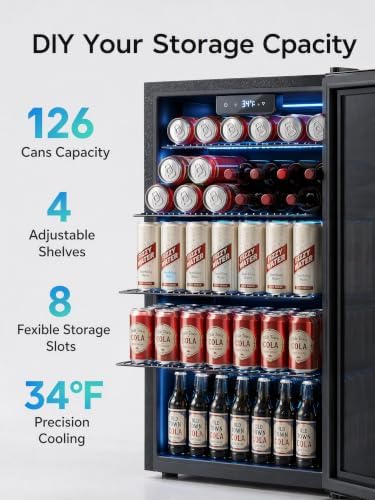 Icyglee 3.2 Cu.Ft Beverage Refrigerator Cooler, 126 Can Mini Fridge,Silver - Image 4