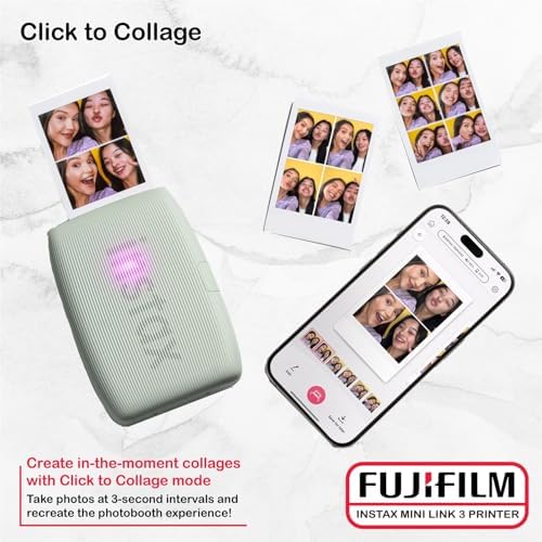 Fujifilm Instax Mini Link 3 Printer Bundle Instax Mini Film (40 Sheets), Instax Mini Link 3 Protective Case (Sage Green) - Image 4