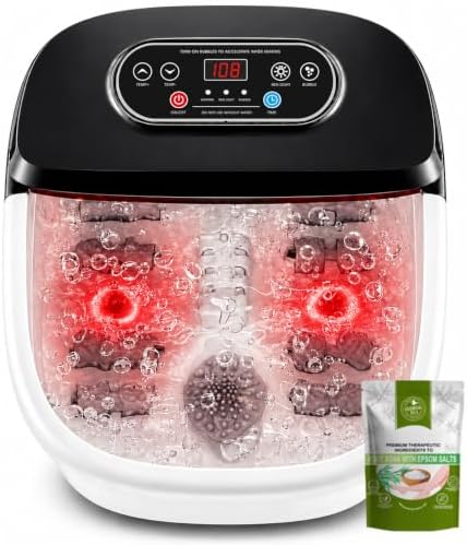 RIGHTMELL Foot Soaking Tub with Heat, Red Light, Bubble Spa & Timer by RIGHTMELL