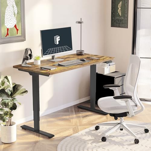 FLEXISPOT E6 3-Stage Dual Motor Electric Standing Desk 55 x 28 Sit Stand Up Desk, Holds 220 lbs, Adjustable Height w/Memory Presets, One-Piece Special Walnut Desktop & Black Frame, Ships in 2 Boxes - Image 2