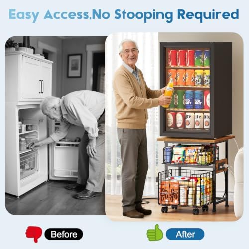 Mini Fridge Stand with Storage and Power Outlet, Small Refrigerator Stand - Image 4