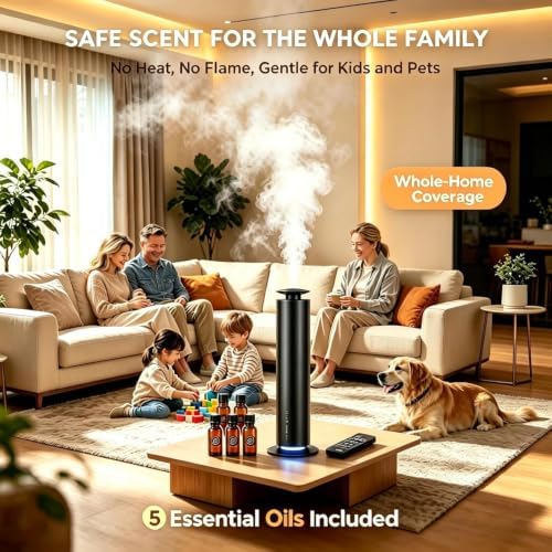 Scent Air Machine for Home & Office, Waterless Diffuser for Essential Oil, Cold Air Scent Diffuser with Bluetooth App Control, 5 Hotel Scents, Quiet & Cordless for Large Rooms, Black - Image 5