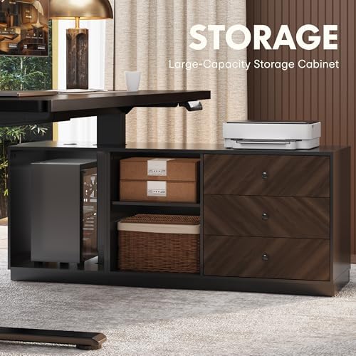 FLEXISPOT 55" Executive Standing Desk with File Cabinet, Black - Image 3