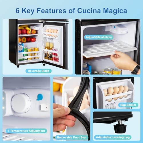 3.2 Cu.Ft Mini Fridge with Freezer, 7-Level Cooling Small Refrigerator - Image 4