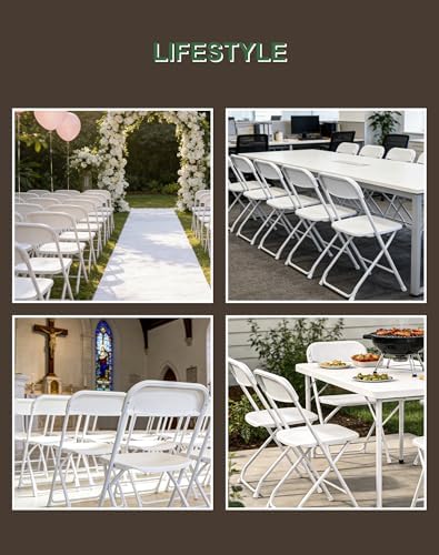 10 Pack White Plastic Folding Chairs for Events, Weddings, Party - Image 4