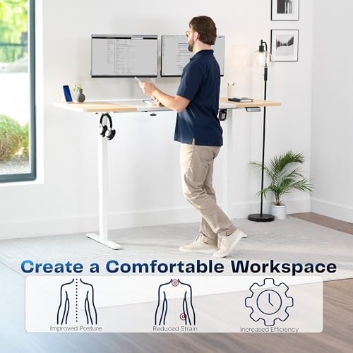 VIVO White/Light Wood 71 x 30 in Standing Desk, DESK-KIT-1W7WC - Image 4