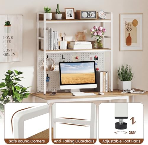 LDAILE 2-Tier Desk Hutch with Pegboard Desktop Organizer - Image 6
