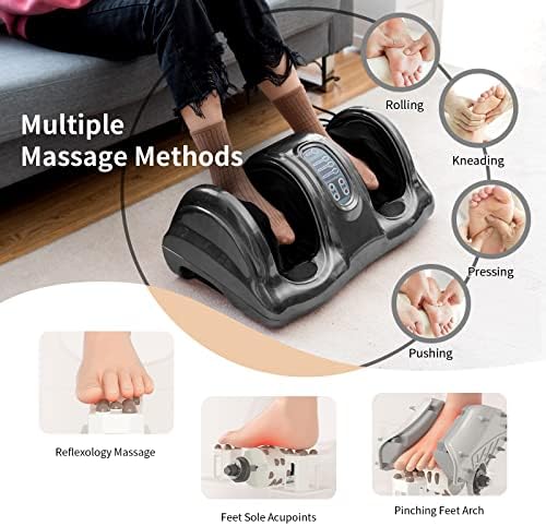 GIANTEX Shiatsu Foot Massager Machine for Feet, Nerve Pain Therapy Spa Gift Deep Kneading Rolling Massage for Leg Calf Ankle, Electric Shiatsu Foot Massager w/Remote, 4 Modes, Gray - Image 2