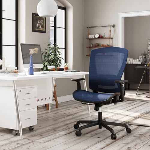 ELABEST Mesh Office Chair,Ergonomic Computer Desk Chair,Sturdy Task Chair- Adjustable Lumbar Support & Armrests,Tilt Function,Comfort Wide Seat,Swivel Home Office Chair (Blue) - Image 2