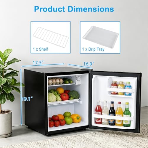COSTWAY 1.7 Cu.Ft Mini Fridge with Compartment for Dorm Office Bedroom - Image 2