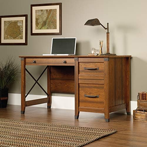 Sauder Carson Forge Vintage Rustic Computer Desk for Home Office with Drawers, in Washington Cherry; L: 53.19" x W: 22.64" x H: 29.80" - Image 2