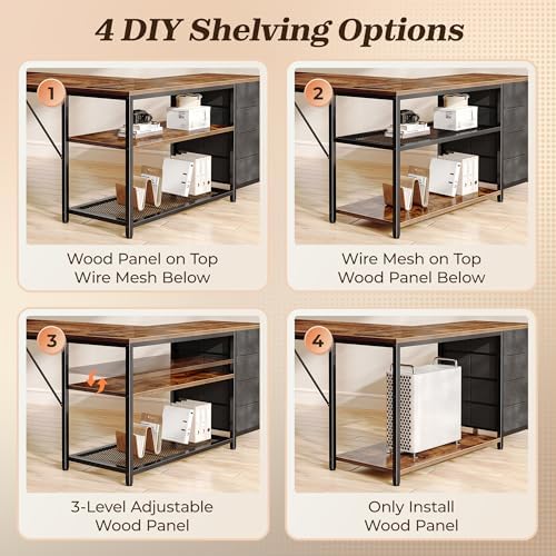PRAISUN 61" L Shaped Desk with Power Outlets & 4 Drawers - Image 5