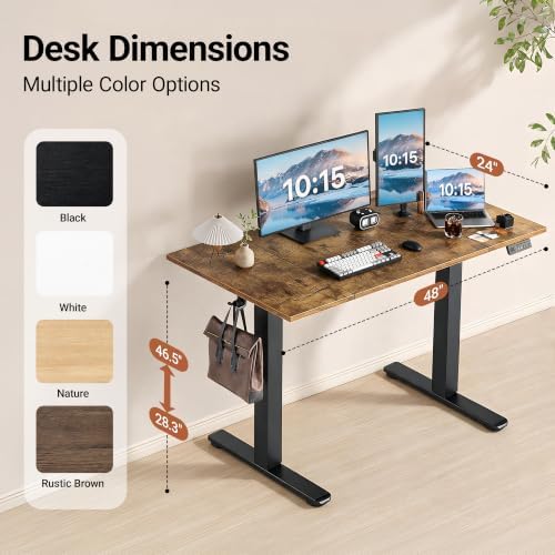 Claiks 48 x 24 Inch Rustic Brown Electric Standing Desk - Image 3