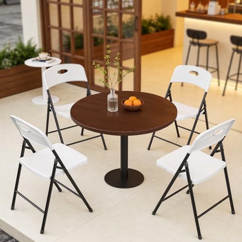 Folding Chairs 2 Pack, Outdoor Folding Chairs for Outside Indoor, Portable 350 lbs Capacity Heavy Duty Plastic Metal Foldable Chairs Commercial Seating for Picnic, Party, Patio, White - Image 2