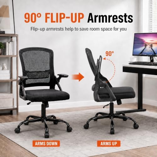 Ergonomic Office Chair, Flip-up Armrests Mesh Executive Computer Chair - Image 3