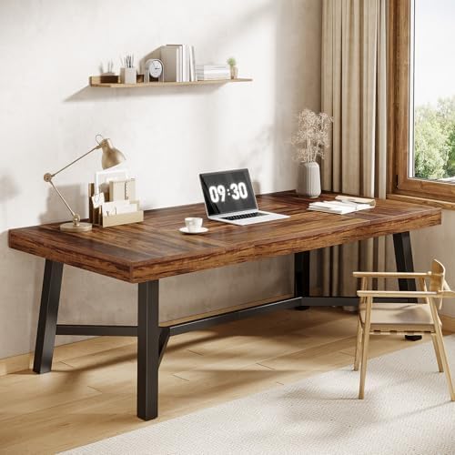 Tribesigns 71-Inch Executive Desk, Farmhouse Office Computer Desk, Brown - Image 3