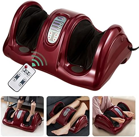 Giantex Shiatsu Foot Massager Machine, Deep Kneading Rolling Massage for Feet, Leg Calf Ankle, Electric Massager w/Remote, 4 Massage Modes, Burgundy by Giantex