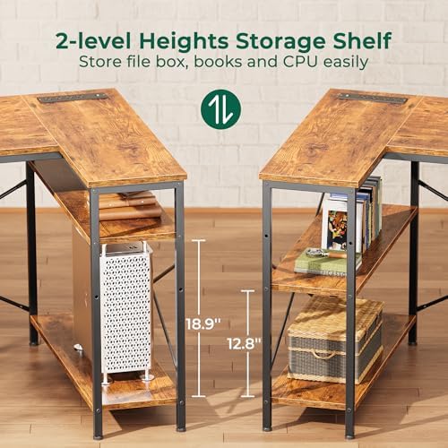 Huuger L Shaped Office Desk with Power Outlets & 3 Drawers - Image 7