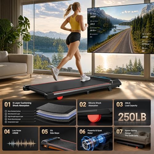 JUKER Walking Pad Treadmill Under Desk with Incline, RGB & Bluetooth - Image 4