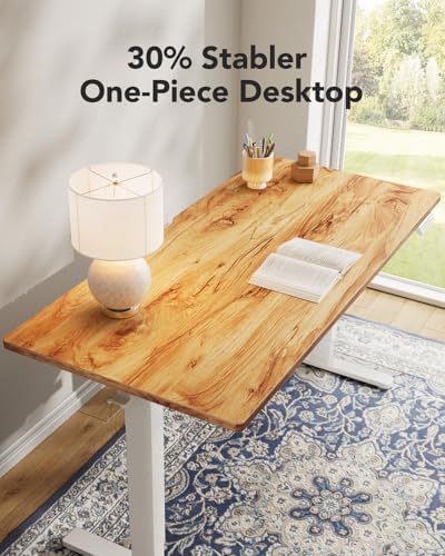 HUANUO Electric Standing Desk, Whole Piece Desktop, Adjustable Height Computer Desk, 4 Height Memory Settings, Sit Stand Up Desk for Home Office, 48" x 30", Light Vintage - Image 4
