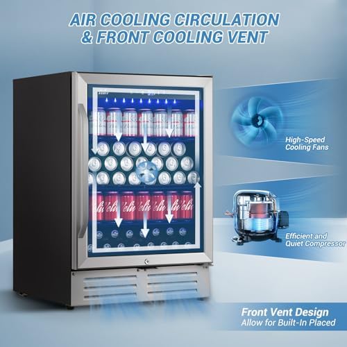 Velivi 24'' Beverage Refrigerator Under Counter Fridge with Door Lock - Image 4