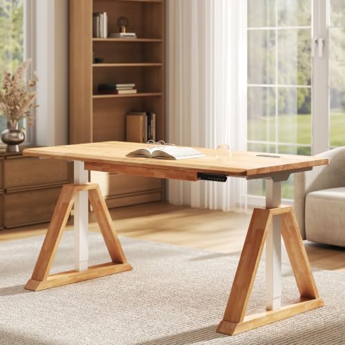 FLEXISPOT 63" WoodiX Solid Wood Executive Standing Desk with Drawer, Maple by Unknown